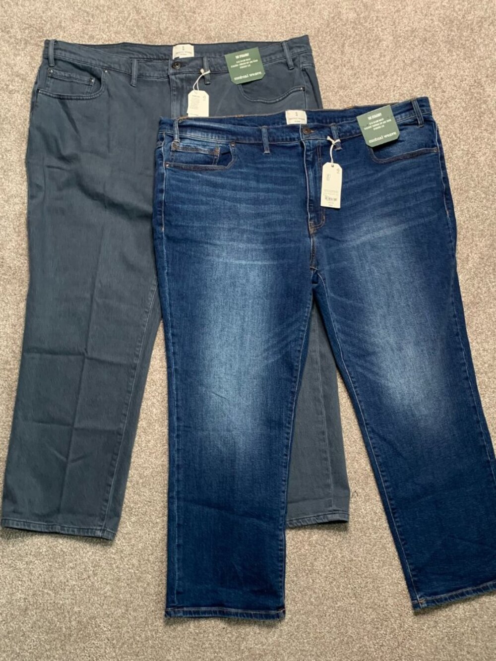 2 NWT Mutual Weave The Straight Jeans Mens Blue Straight Leg Denim 50x30
